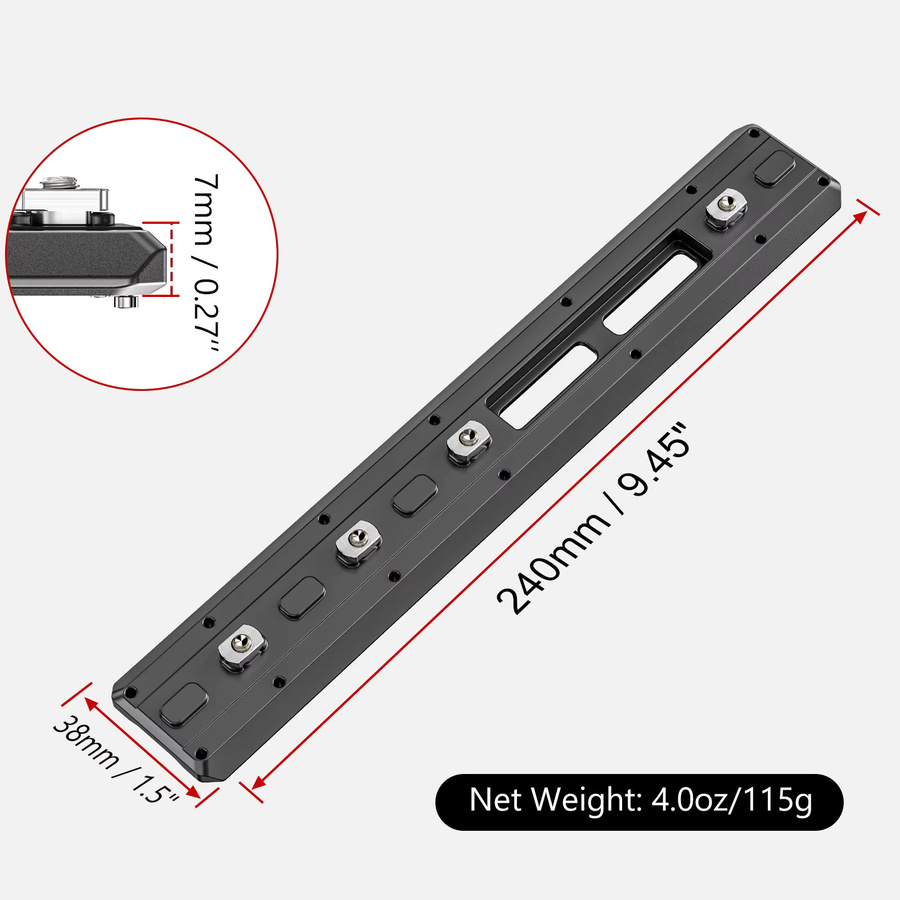 EVUMO Arca-Swiss-Schienenadapter-Basis Mlok Schnellwechselplatte aus Aluminium in Schwarz für RRS Stativ und Jagdzubehör - Bild 4