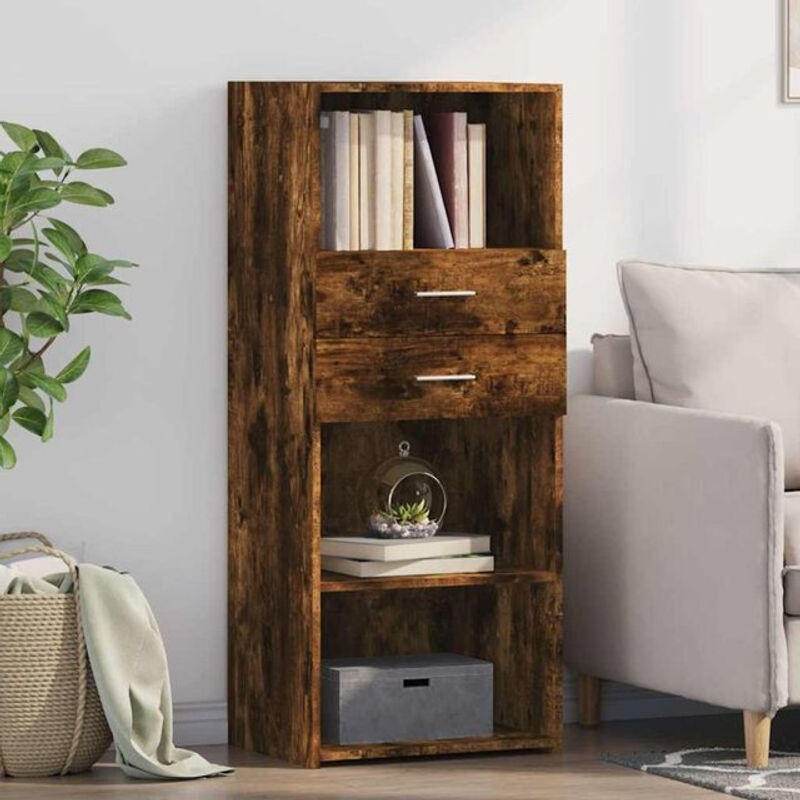 Vidaxl Highboard aus Holzwerkstoff in Räuchereiche Braun, B/T/H: 50 x 42,5 x 124 cm - Bild 1