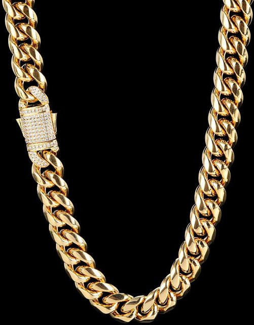 Halskette Edelstahl, Gold, Zirkonia, Unisex - Bild 1