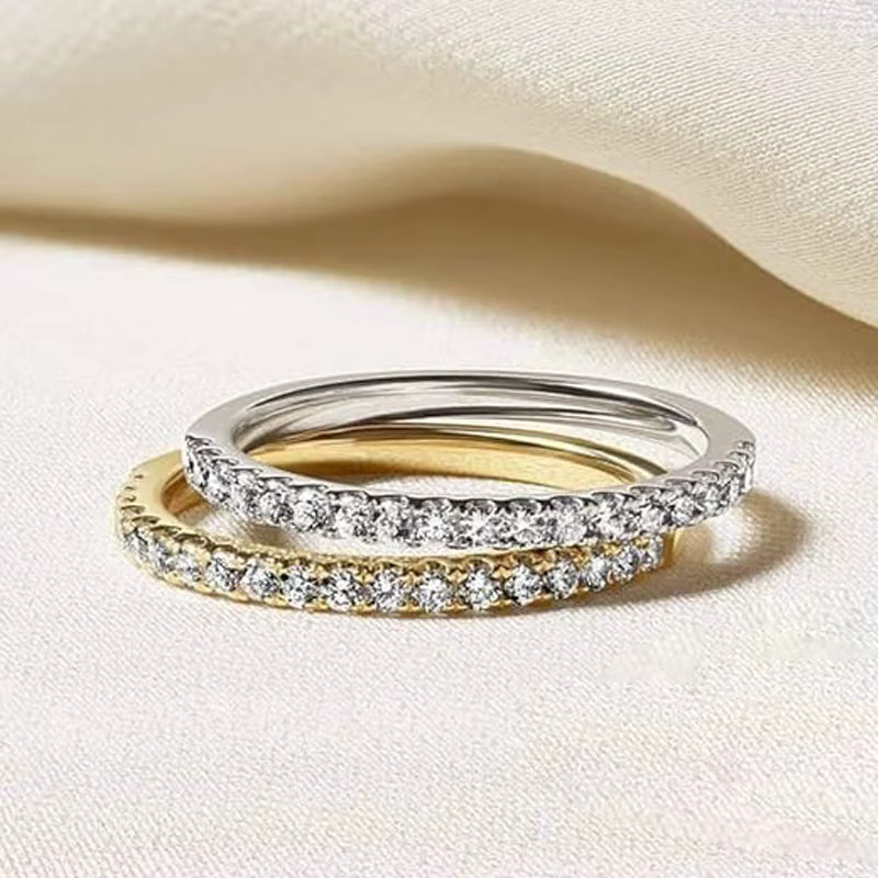 Lnngy Moissanit-Halb-Eternity-Ring, 14 Karat Gold gefüllt, Damen - Bild 2