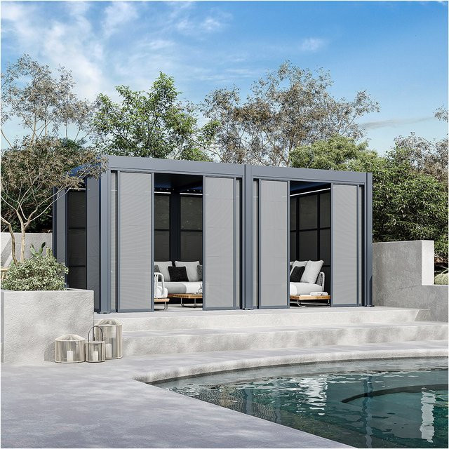 Weide Sichtschutz Textil für Pergola als Schiebepaneel aus Polyester, Farbe Anthrazit, Breite: 265 cm - Bild 1