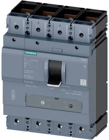 Siemens 3VA1463-6EF42-0AA0 Leistungsschalter in Grau mit einem Einstellbereich von 441 - 630A und einer maximalen Schaltspannung von 690 V/AC oder 600 V/DC - Bild 1