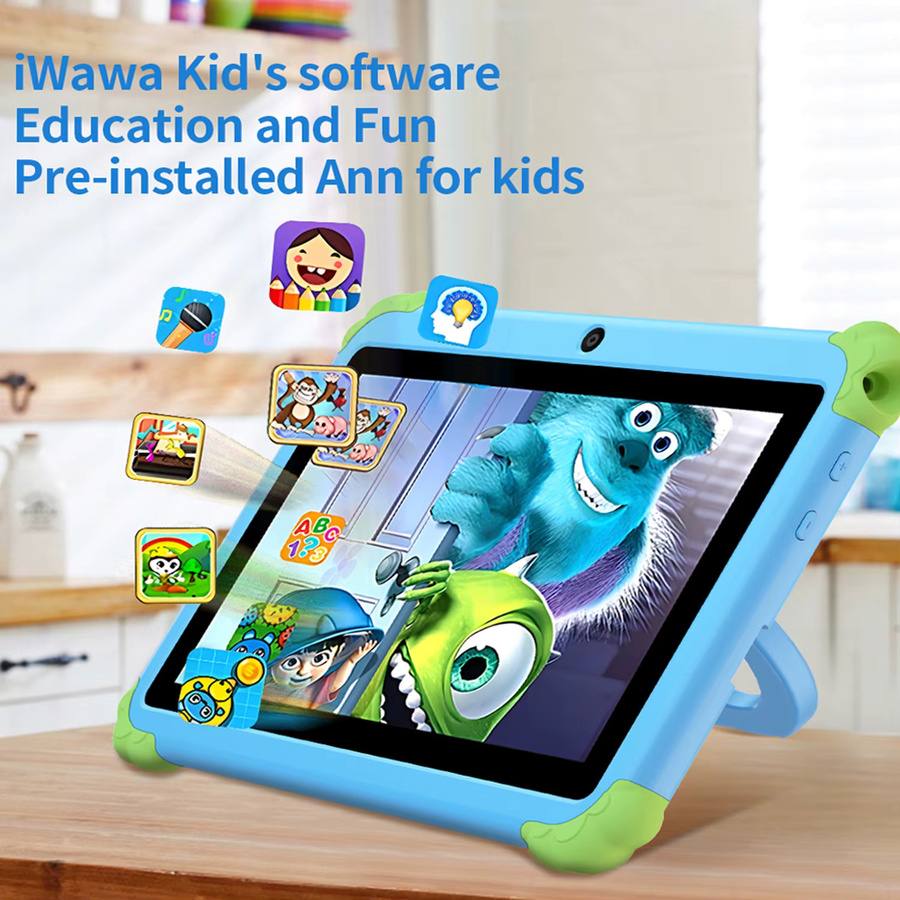 BDF Kinder Tablet mit Cartoon-Muster, 7 Zoll Display, Android 13, 4 GB RAM, 64 GB ROM, Blau - Bild 3