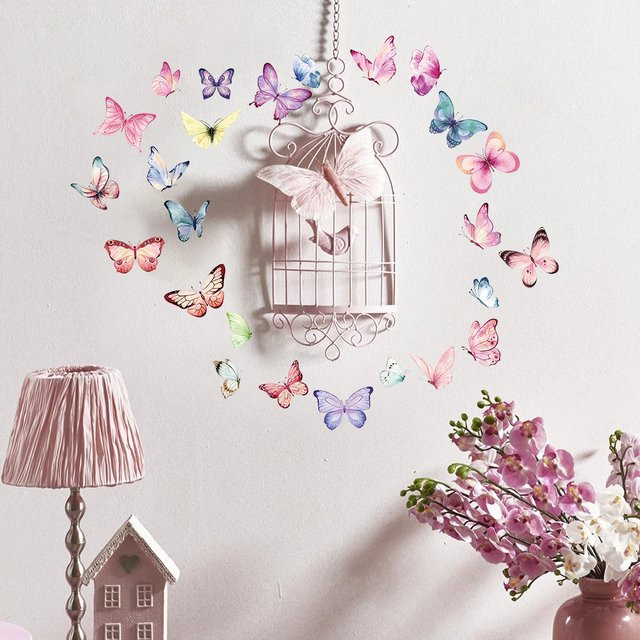 2er-Set BRUP Aquarell Schmetterling Wandaufkleber in Mehrfarbig für Kinderzimmer und Wohnzimmer - Bild 1
