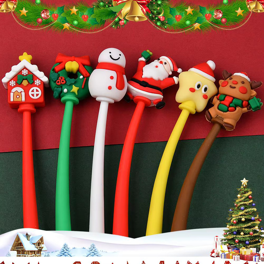 FunStationery Cartoon Weihnachten Gelstift mit weichem Silikon-Shell und 3D-Kopf, 0,5mm, Mehrfarbig - Bild 6
