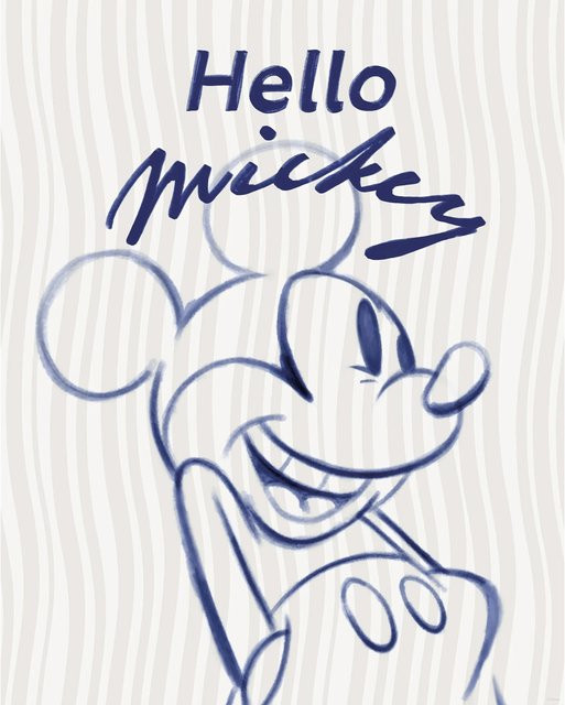 Komar Wandbild Disney Mickey Mouse Hello Blau, Breite: 40 cm, Höhe: 50 cm - Bild 1