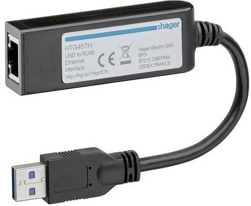 Hager Elektro-Sockelleisten-Zubehör HTG457H in Schwarz mit USB-A und Ethernet/LAN Anschluss - Bild 1