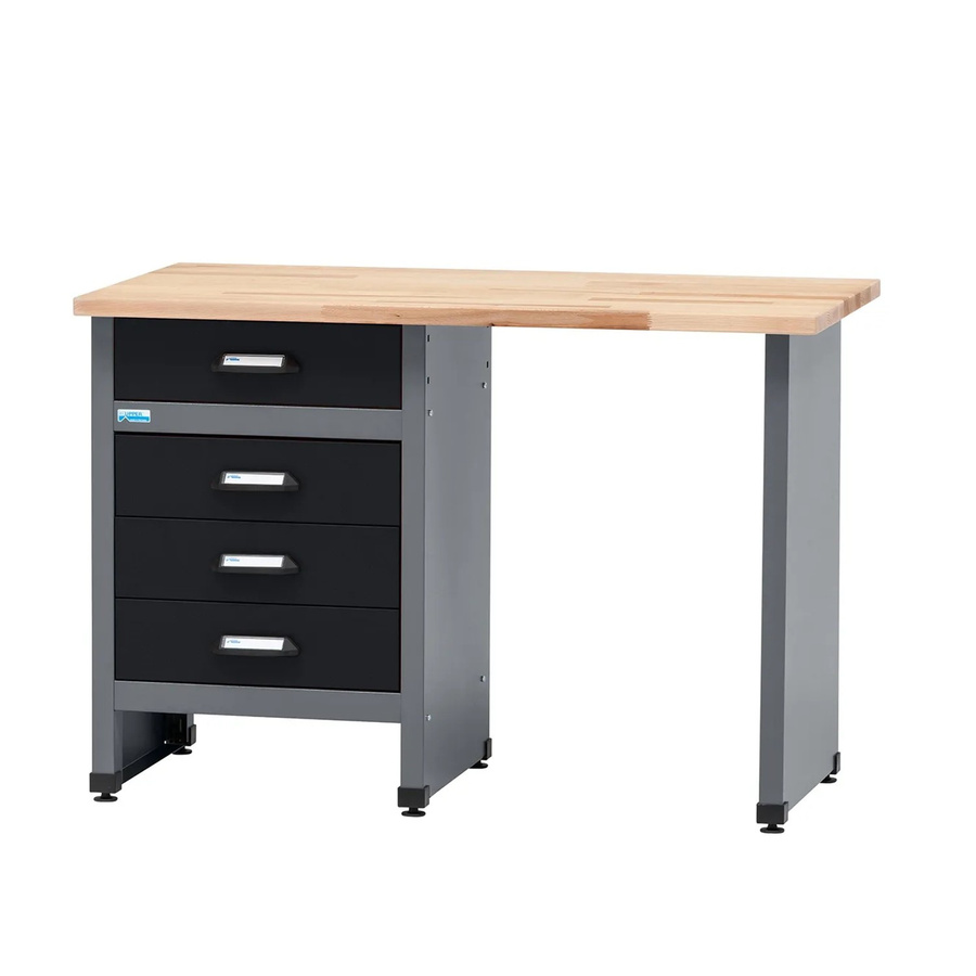Küpper Werkbank mit 4 Schubladen und 1 Sitzraum, Farbe Schwarz-Hellgrau, B/T/H: 120 x 60 x 84 cm - Bild 2