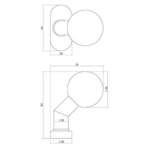 Intersteel Türknopf rund in Edelstahl-Optik, Farbe: Silber, Durchmesser: 50 mm - Bild 2