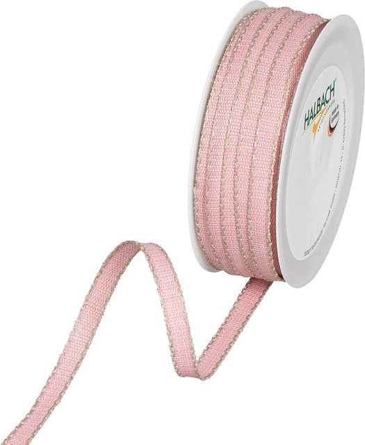 Halbach Band mit Leinenkante in Rosa meliert aus Polyester und Leinen - Bild 1