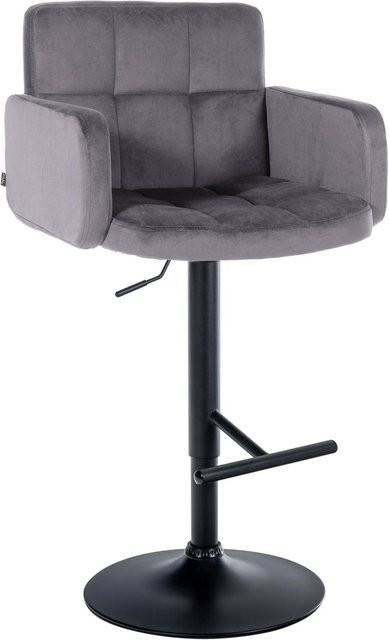 DELUKE Barhocker SUTUN Barstuhl aus Samt in Dunkelgrau mit Rückenlehne, drehbar, B/T/H: 60 x 56 x 93 cm - Bild 1
