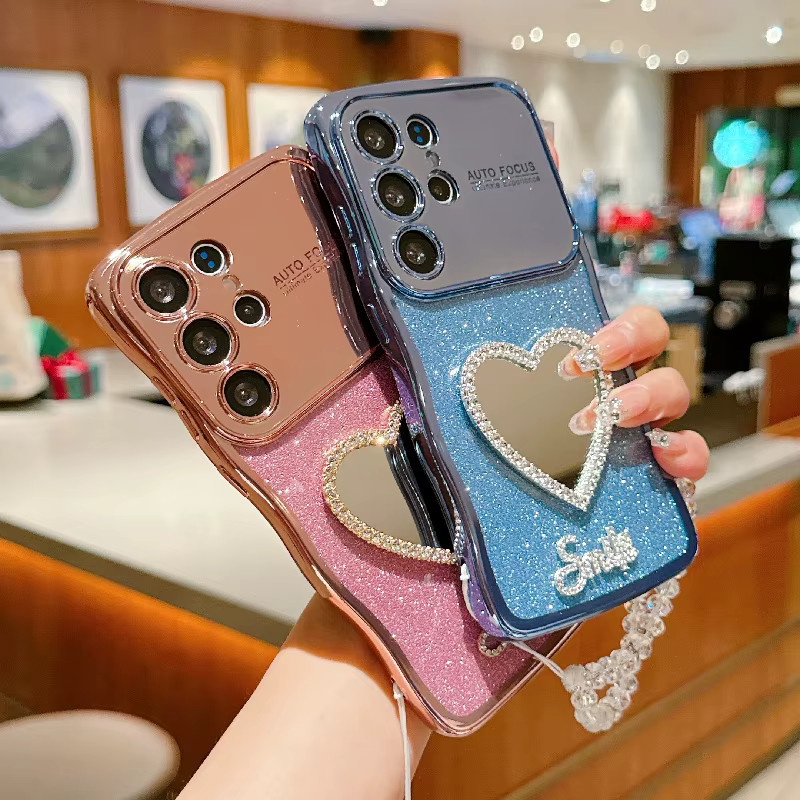 Glitzernde magnetische Handyhülle für Samsung S25 Ultra, S24 FE und S23 in Transparent mit Trageband und stoßfestem Design - Bild 2