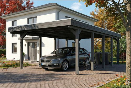 SKANHOLZ Carport Friesland aus Fichte mit Stahl-Dachplatten in Schiefergrau, B: 708 cm, T: 402 cm, H: 239 cm - Bild 1