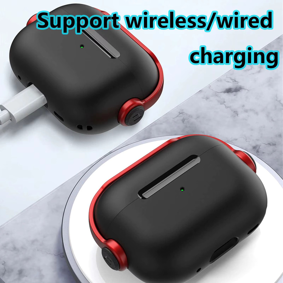Stoßfeste Armor TPU Schutzhülle für Apple AirPods Pro 2, Pro 3, Pro 1, Pro 2 Gen, AirPods 4, 3, 1 in Schwarz und Orange - Bild 2