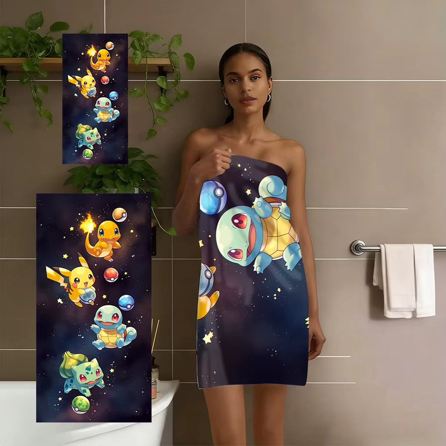 Potdemiel Pokemon Starry Sky Strandtuch mit Pikachu und Kanto Starters in Multicolour - Bild 6