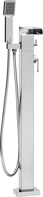 Freistehende Badewannenarmatur OTTOFOND Niagara aus Messing in Silber mit Einhebelmischer, Höhe: 104,5 cm, Breite: 23,0 cm, Tiefe: 15,0 cm - Bild 1