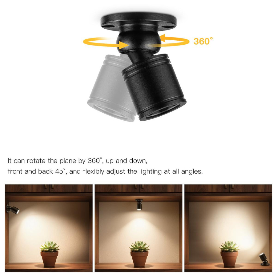 MALITAI Mini USB LED Spot Licht drehbar, weißer Aluminium Strahler für Vitrine, Schrank und Regal, 5V 1W - Bild 2