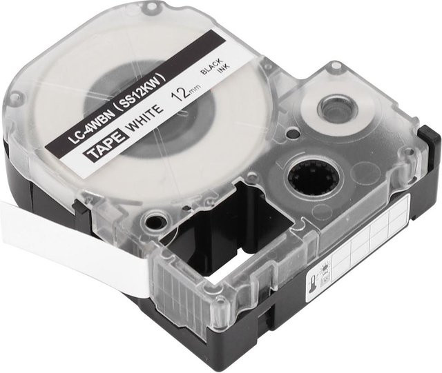 KING JIMEPSON Etikettenband Schwarz auf Weiß für Drucker SR230C SR230CH SR530C SR3900C, Breite: 12 mm - Bild 1