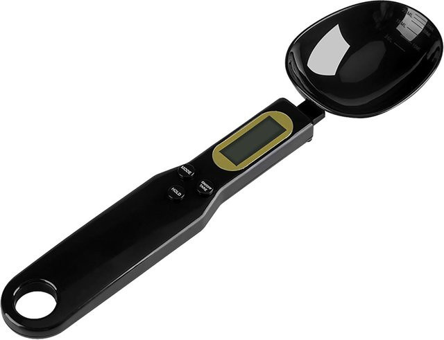 Digitale Küchenwaage mit Messlöffeln von DIYelecs, Schwarz, 500 g Kapazität und 0,1 g Genauigkeit mit LCD-Display - Bild 1