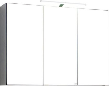 HELD MÖBEL Spiegelschrank Bologna in Graphitgrau mit LED-Beleuchtung und Regalen, Höhe: 64 cm, Breite: 90 cm, Tiefe: 20 cm - Bild 1