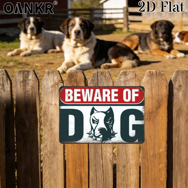 OANKR Metallschild Vorsicht vor dem Hund Vintage Warnschild für Garten und Zaun B: 20,0 cm, H: 30,0 cm - Bild 1
