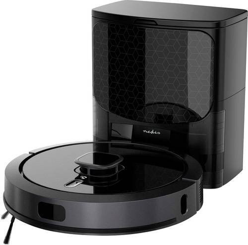 Nedis WIFIVCL002CBK Saug- und Wischroboter in Schwarz mit App-Steuerung und Smart-Home-Integration für Amazon Alexa und Google Home - Bild 1