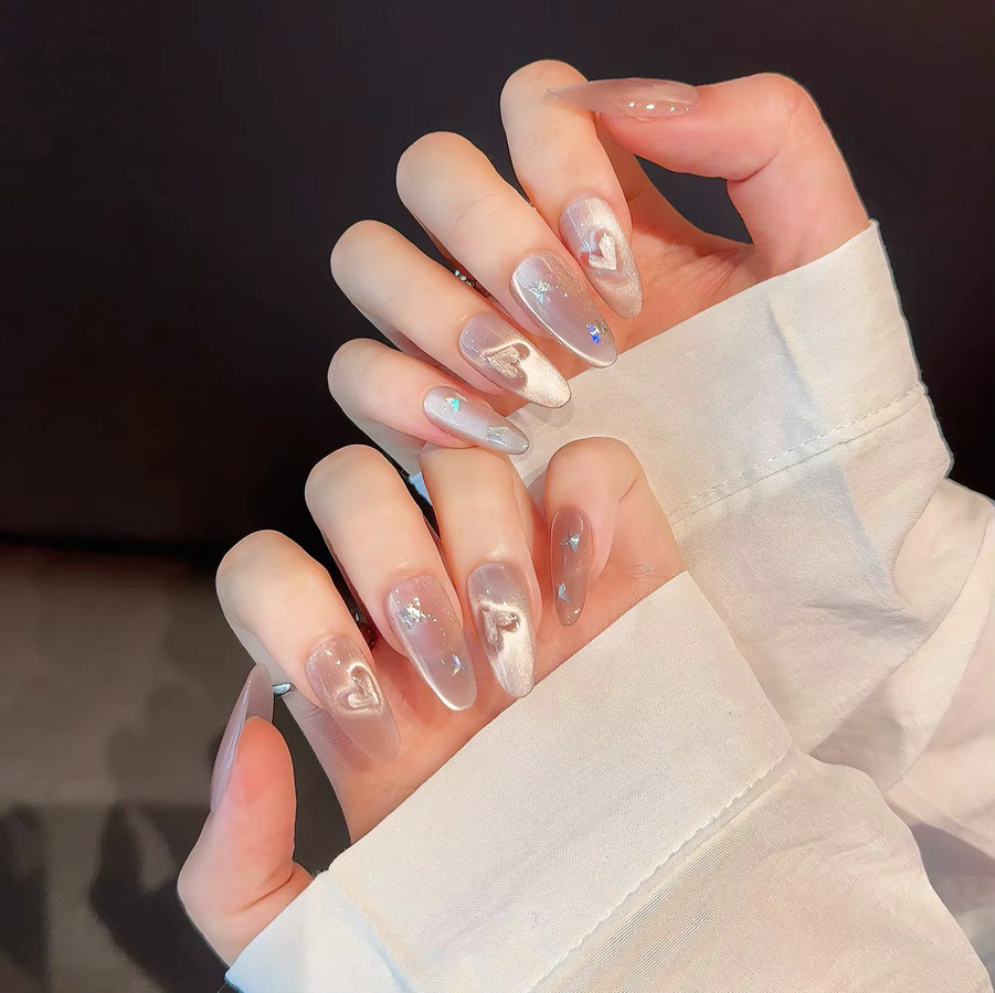 YADORNOS Press on Nails Sweet Pink Cat Eye, Glänzend, Unisex - Bild 3