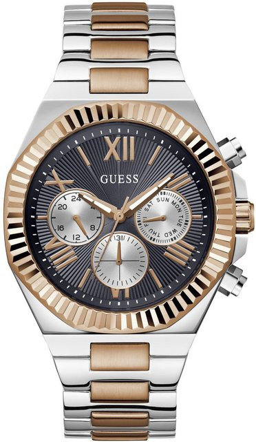 Guess Herrenuhr Equity, Quarz, Edelstahl, Schwarz, 46 mm, 5 ATM - Bild 1