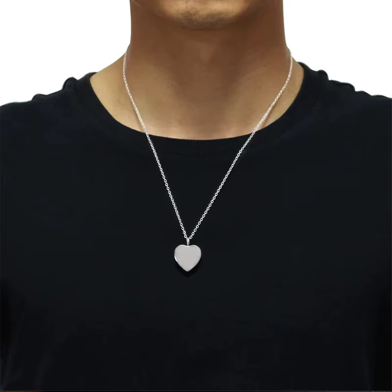 Herz-Urnen-Halskette, Edelstahl, Silber, Unisex, ohne Stein - Bild 3