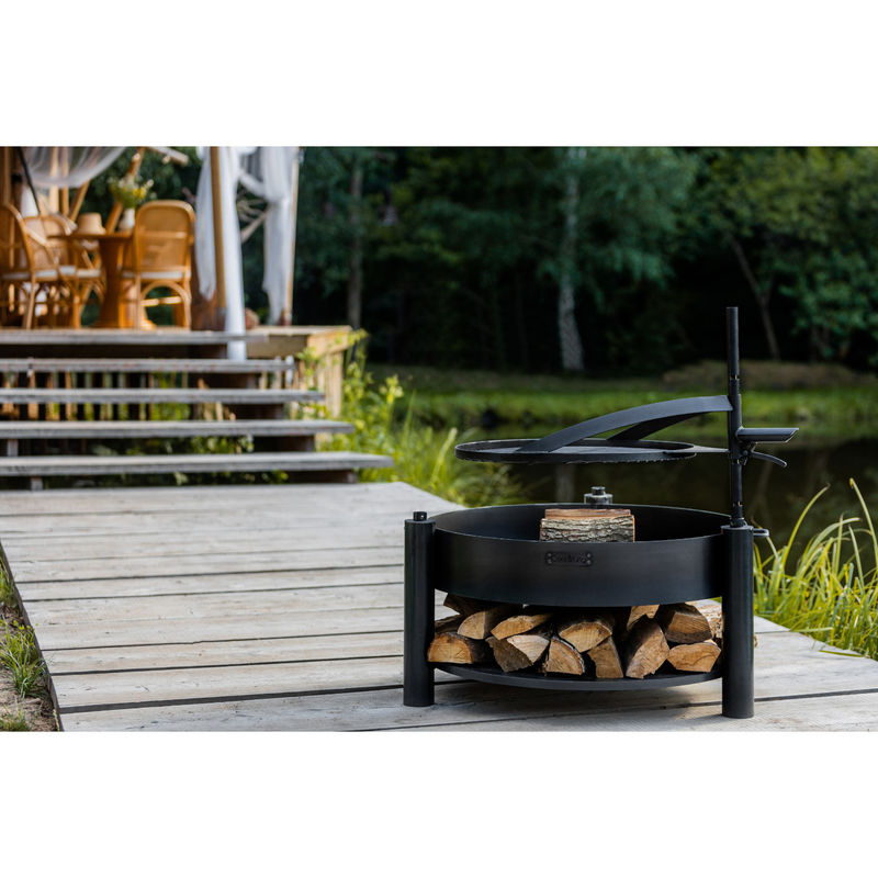 CookKing Feuerschale Montana X in Schwarz inklusive Holzlager und Zubehör, B/T/H: 88 x 88 x 110 cm - Bild 4