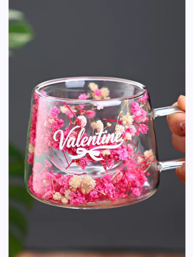 JUSTINLAU Doppelwandige Glastasse im floralen Design, Set aus 2 Bechern in Pink und Multicolour, hitzebeständige Kaffee- und Milchbecher aus Glas - Bild 4