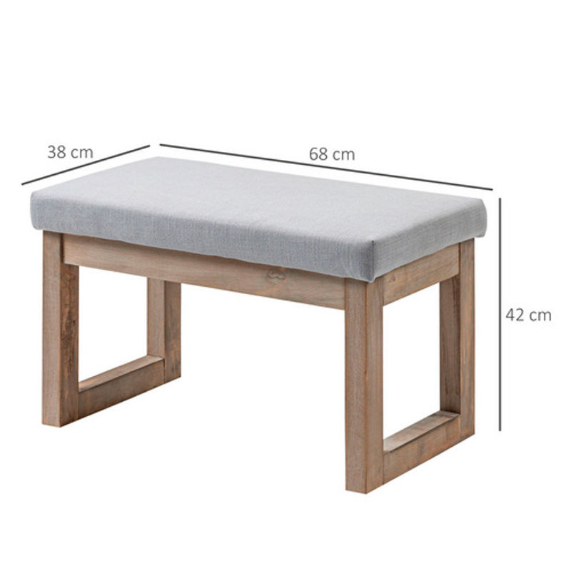 HOMCOM Polsterhocker in Leinenoptik mit Holzbeinen, Grau, B/T/H: 68 x 38 x 42 cm - Bild 6