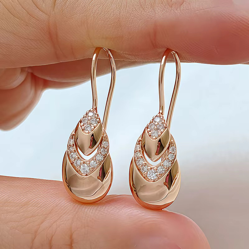 Kinel Tropfen-Ohrringe, 585 Gold, Roségold, Zirkonia, Damen - Bild 2