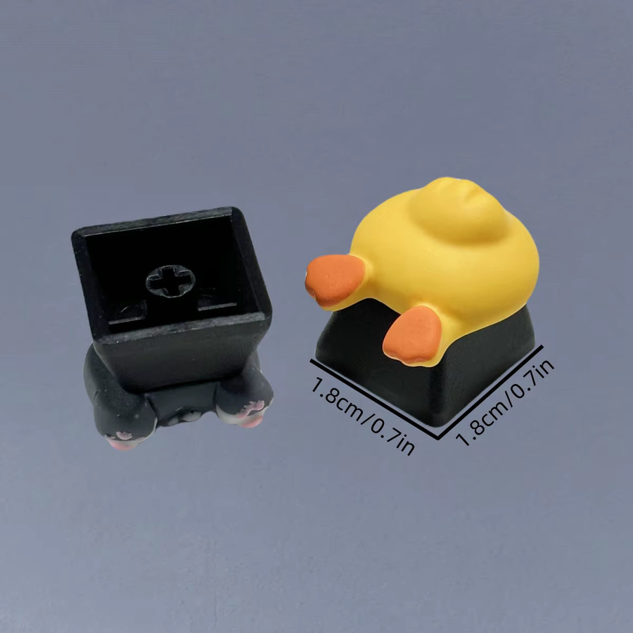 Handgefertigte 3D-Harz-Tastenkappen mit niedlichen Tierfiguren Katze Hund oder Ente in Braun und Multicolour für mechanische Tastaturen - Bild 4