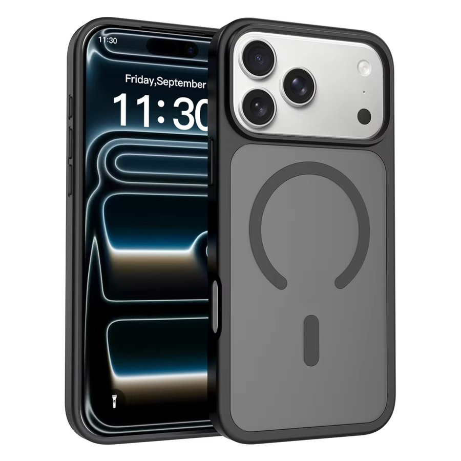 NYFundas MagSafe Handyhülle mit magnetischer Matte und Anti-Fingerabdruck-Schutz für iPhone 17 Pro Max, 16, 15, 14, 13, 12 in Schwarz und Orange - Bild 7