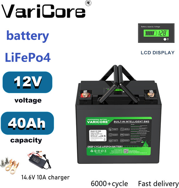 VariCore LiFePO4-Akku 12,8V 40Ah mit A-Klasse-Zellen und integriertem BMS in Schwarz - Bild 1