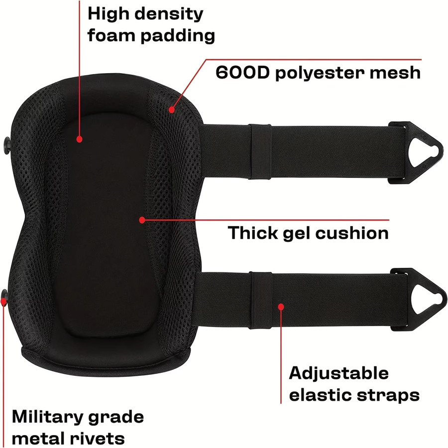 Professionelle Heavy-Duty Knieschoner für Industrie und Bau in Schwarz mit verstellbaren Clips und Doppelgurten - Bild 2
