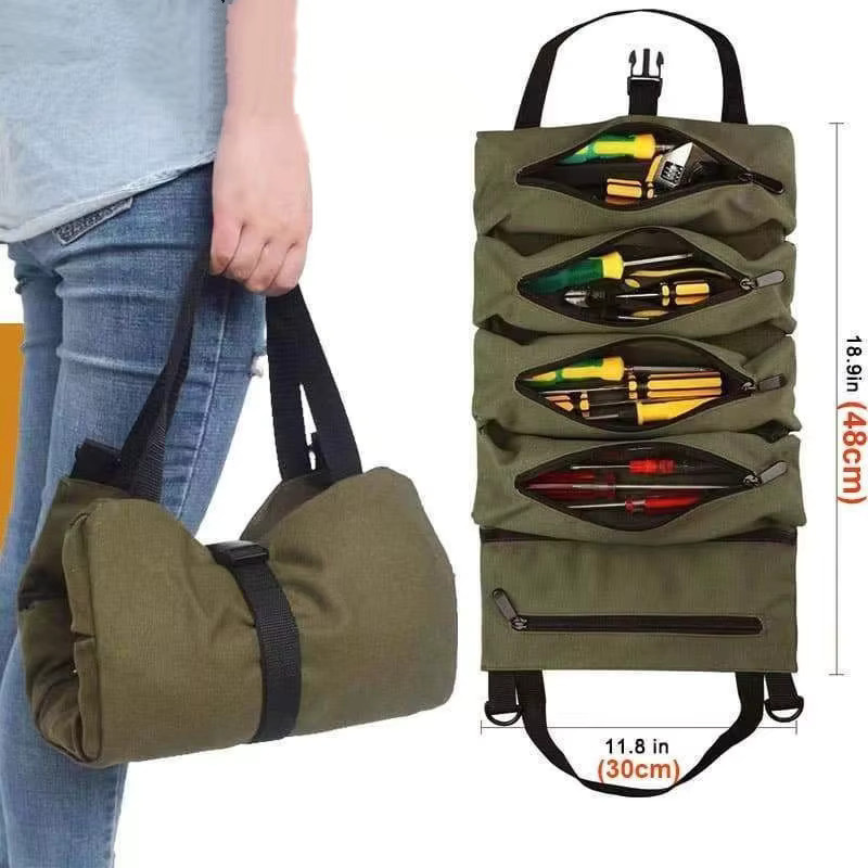 Zipper Tragbare Organizer Tasche aus Oxford-Gewebe für Camping und Werkzeug in Schwarz oder Grün - Bild 4
