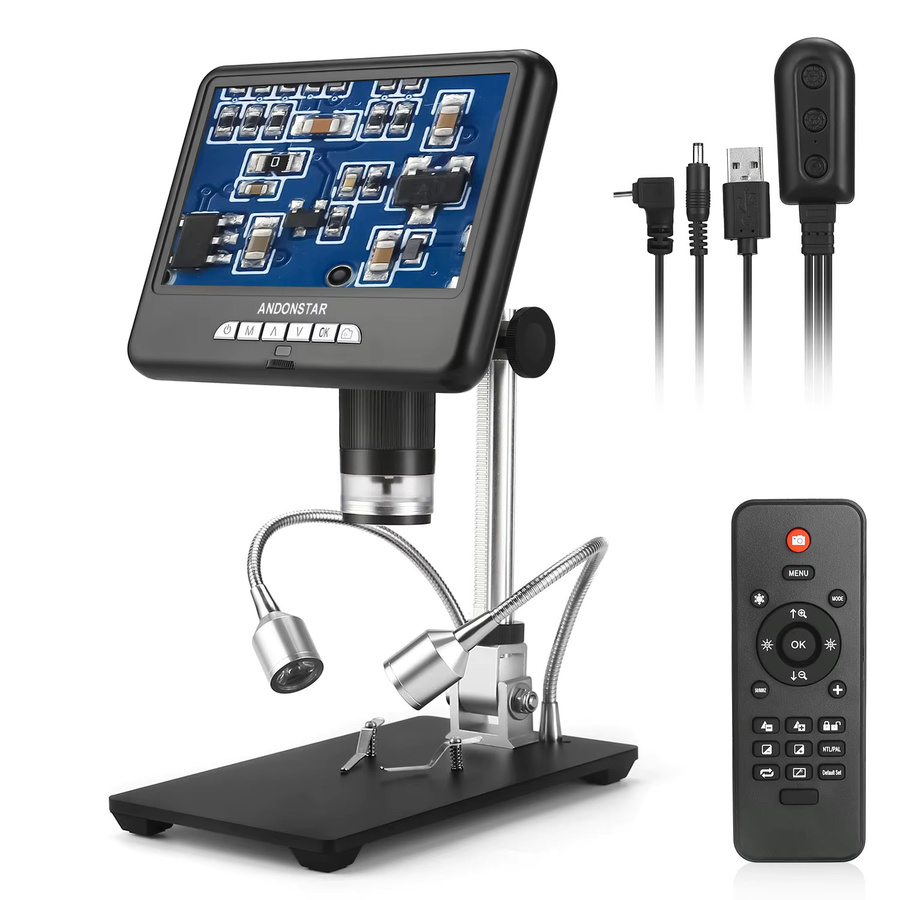 Andonstar AD407 HDMI Digitalmikroskop mit 4 MP UHD 7 Zoll LCD-Bildschirm und 270X Vergrößerung in Schwarz für die Telefonreparatur - Bild 3