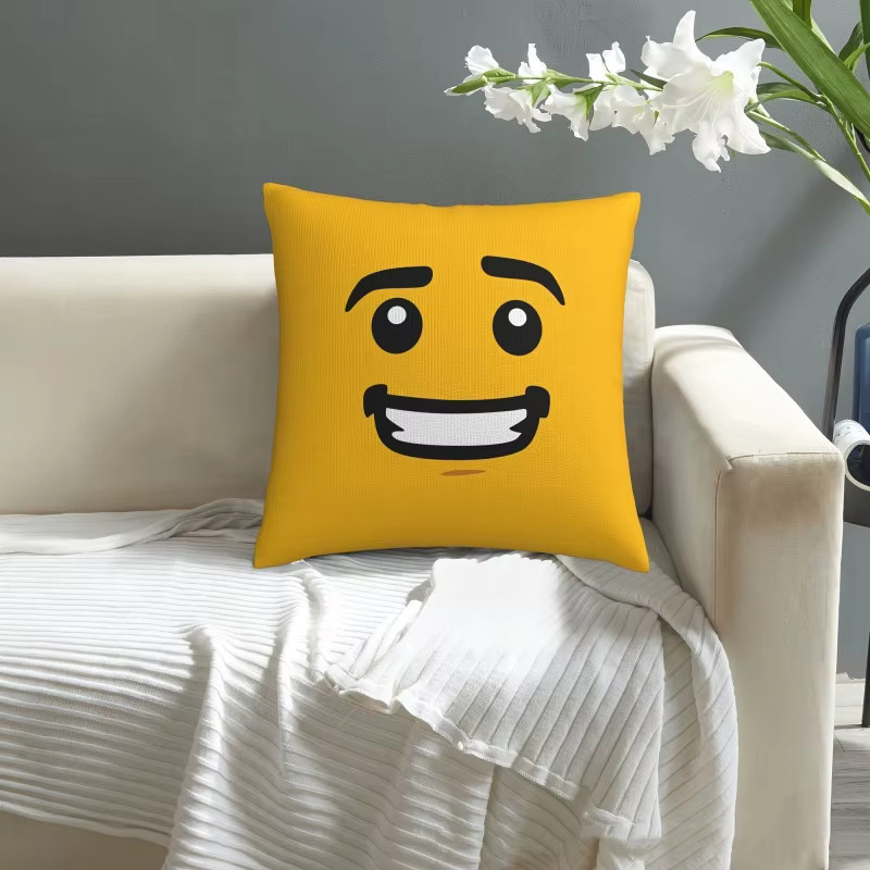 VIKAMA Happy Face Dekorativer Kissenbezug, Gelb, 40 x 40 cm - Bild 2