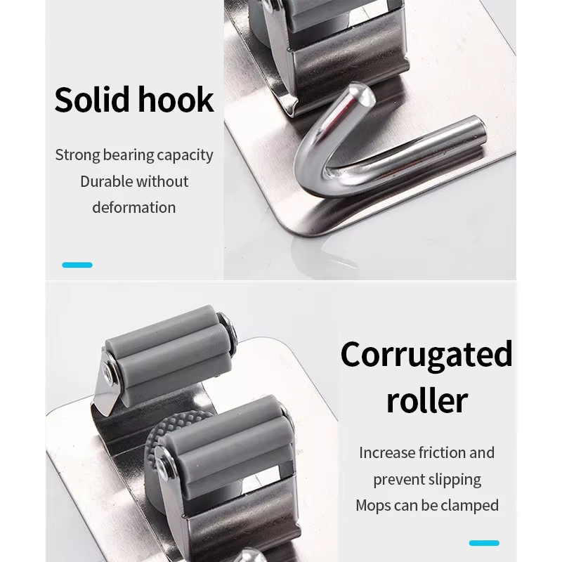 Selbstklebender Mehrzweck-Haken in Silber für Wandorganisation, ideal als Besenaufhänger und Mopp-Rack für Küche und Badezimmer - Bild 3