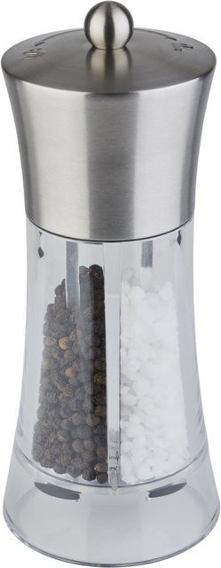 APS 2 in 1 Salz- und Pfeffermühle aus Edelstahl und Acryl in Silber/Transparent, Durchmesser: 7,5 cm, Höhe: 19 cm - Bild 1
