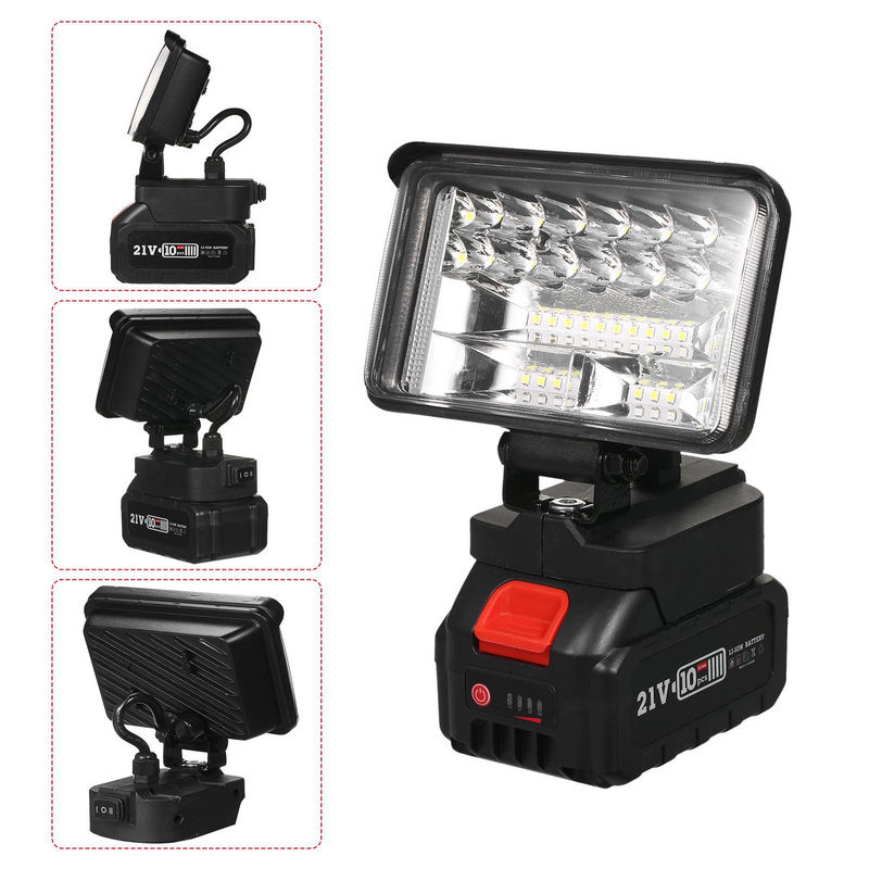 TOMTOP JMS 4-Zoll LED-Arbeitsleuchte für 21V Lithiumbatterien, superhelle Außenbeleuchtung mit 180-Grad-Drehung, Schwarz - Bild 7
