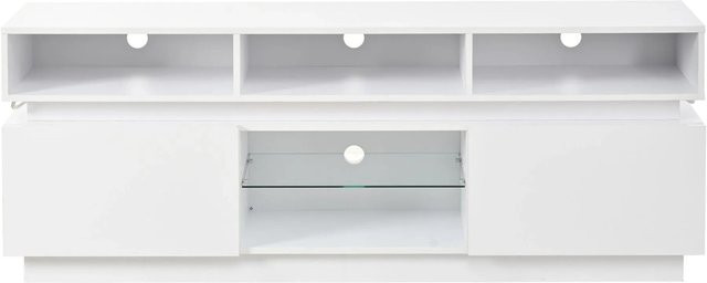 okwish TV Ständer Lowboard in Weiß mit Hochglanz-Optik, LED und Glasablage, B/T/H: 160 x 35 x 60 cm - Bild 1