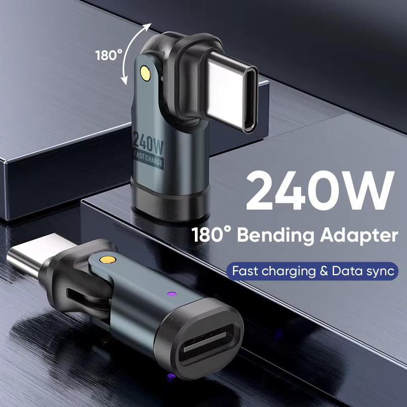 NNBILI 180 Grad drehbarer USB-C OTG Adapter Konverter mit 240W Schnellladung, USB 3.2, Farbe: Schwarz - Bild 3