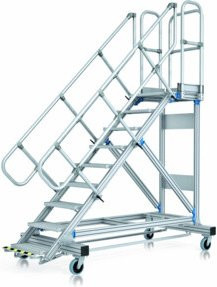 ZARGES Plattformtreppe Ergo Stop 60° mit 9 Stufen in Silber, Breite: 100 cm, Höhe: 225 cm - Bild 1
