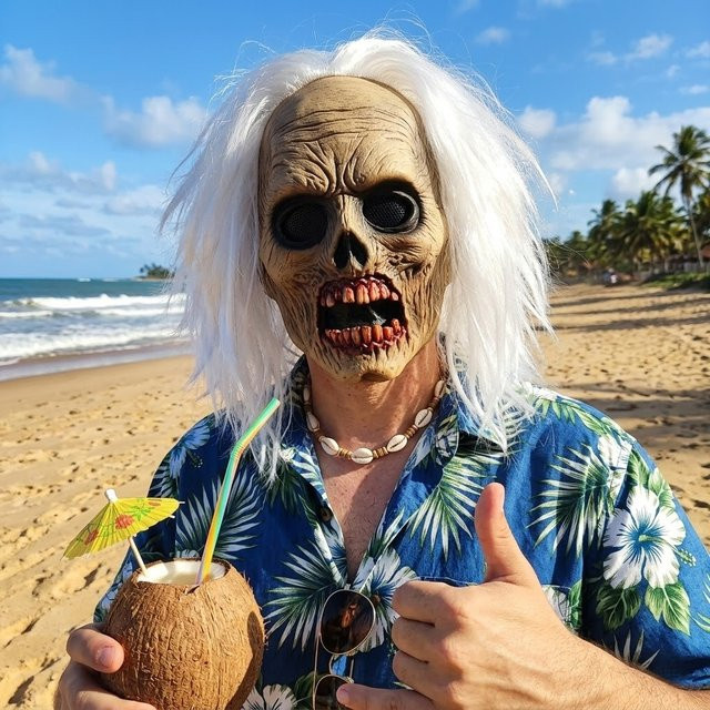 patygr Geisterhaus Zombie-Schädel Maske, Zubehör, Weiß, Gummi - Bild 1