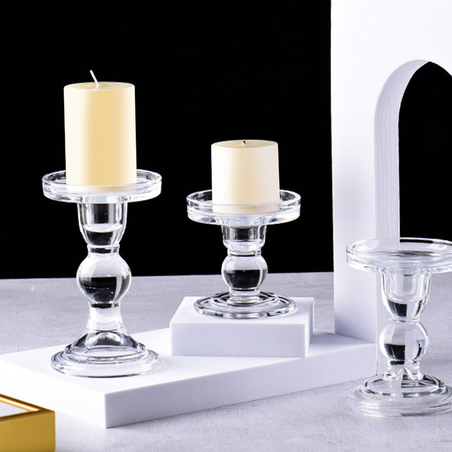 Fishine Kerzenleuchter-Set aus Glas in Transparent, 3 Stück für Hochzeit und romantische Anlässe - Bild 2