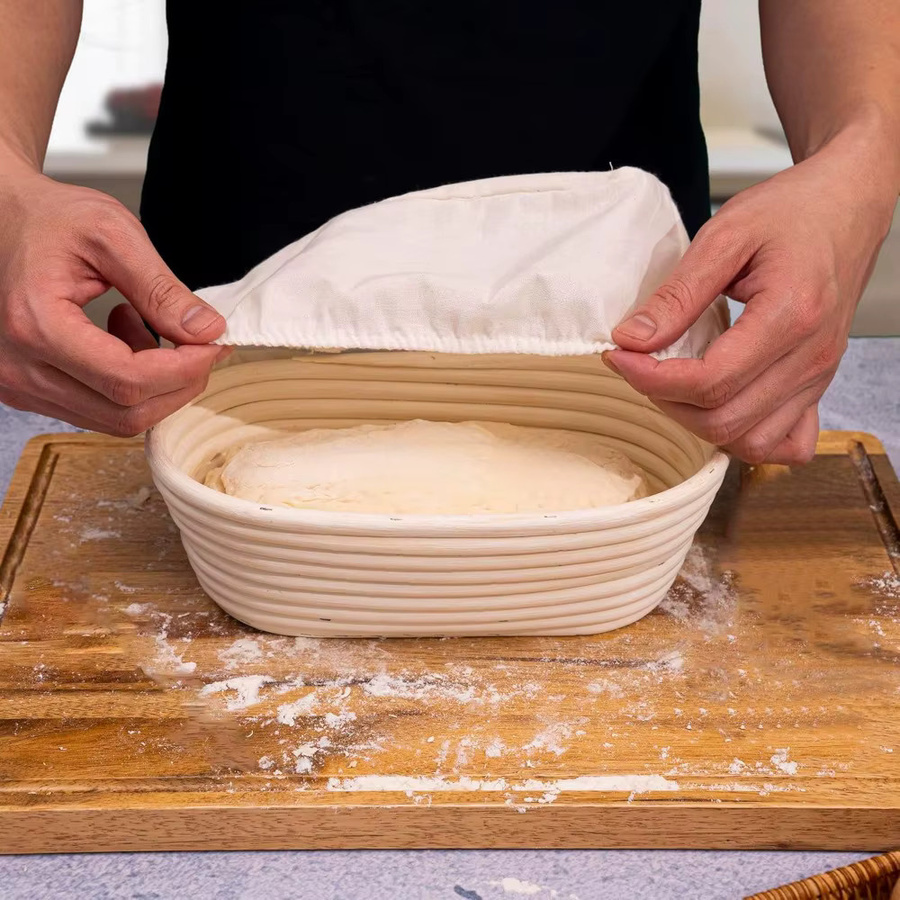 FEB.WIND Rattan-Brot-Gärkorb in Braun, ovaler Banneton-Teigkorb aus Weide für Sauerteig und Backwerkzeuge - Bild 2