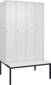 C+P Spind Classic PLUS Garderobenschrank mit Sitzbank, 4 Abteile, Farbe Reinweiß, B/T/H: 212 x 120 x 81,5 cm - Bild 1